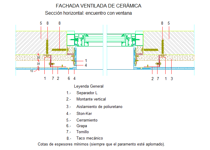 Section horizontale pour une fenêtre (en Castillan)